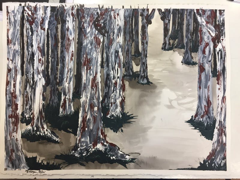 Megan's neutral color forest drawing